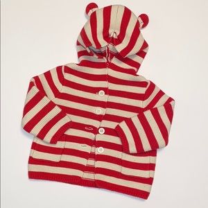 GAP Red and White Hooded Sweater